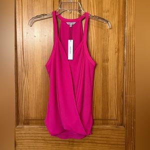 NWT Naked Zebra Sz S Pink Drape Front Top